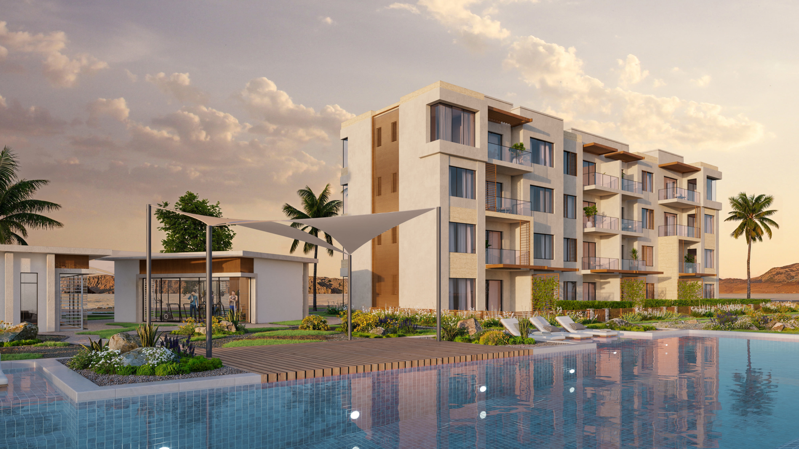 Solaris apartments exterior at Jebel Sifah