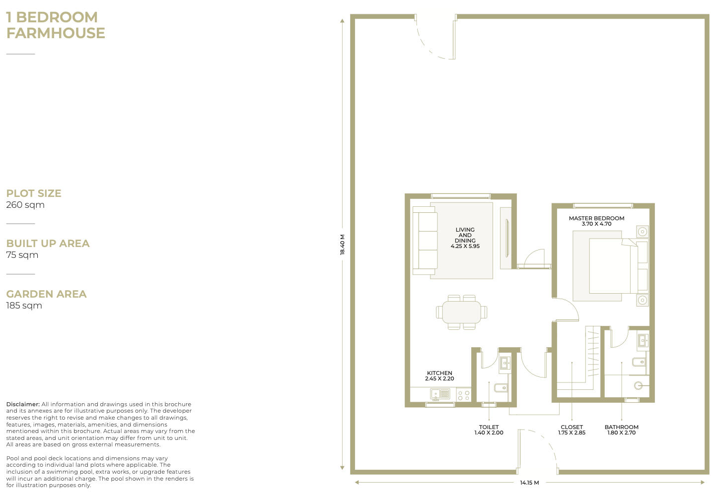 One-bedroom Olive Farms floor plan